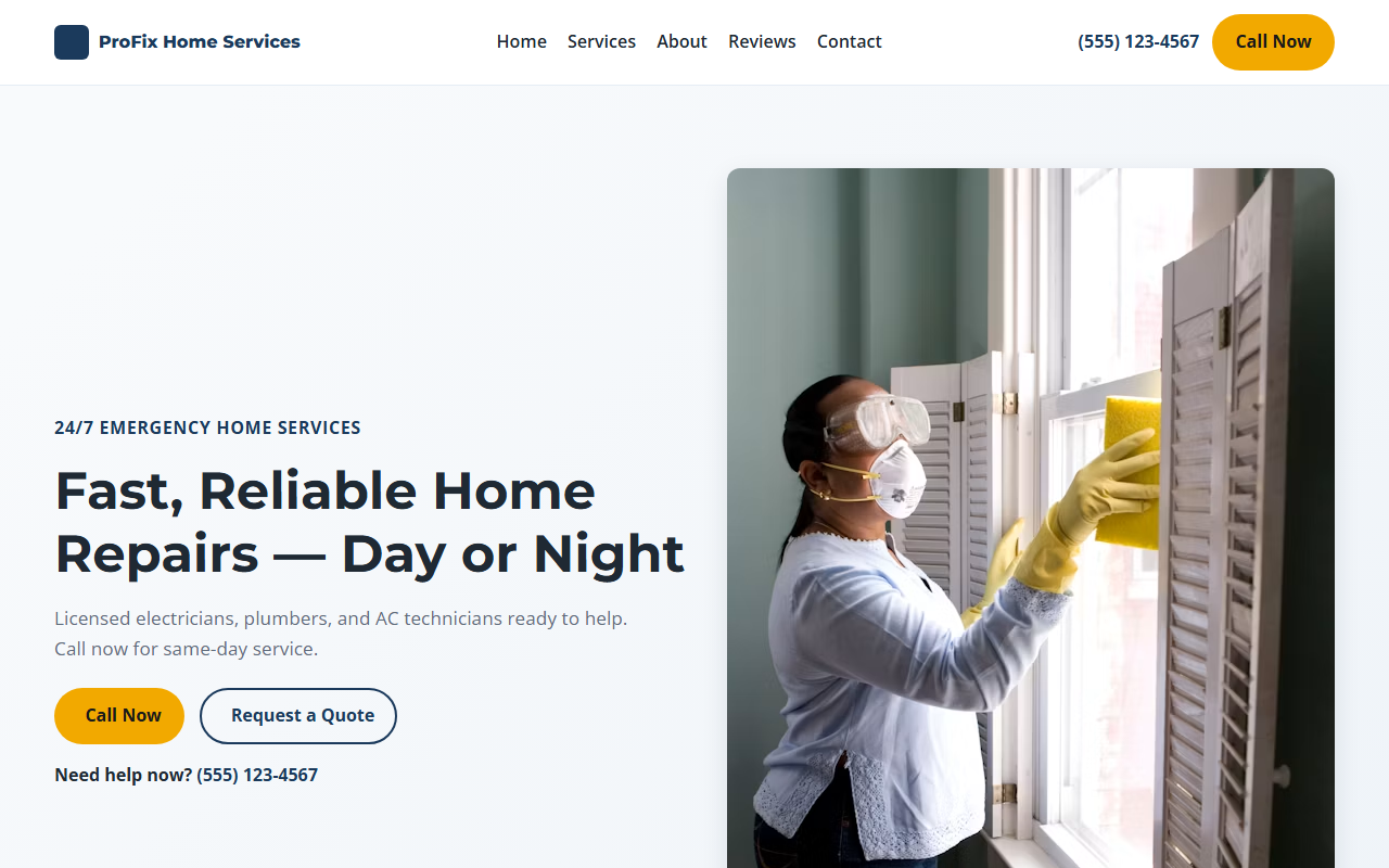 ProFix Home Services website preview