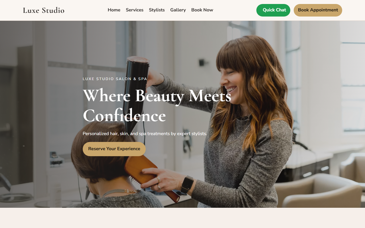 Luxe Studio — Salon & Spa website preview